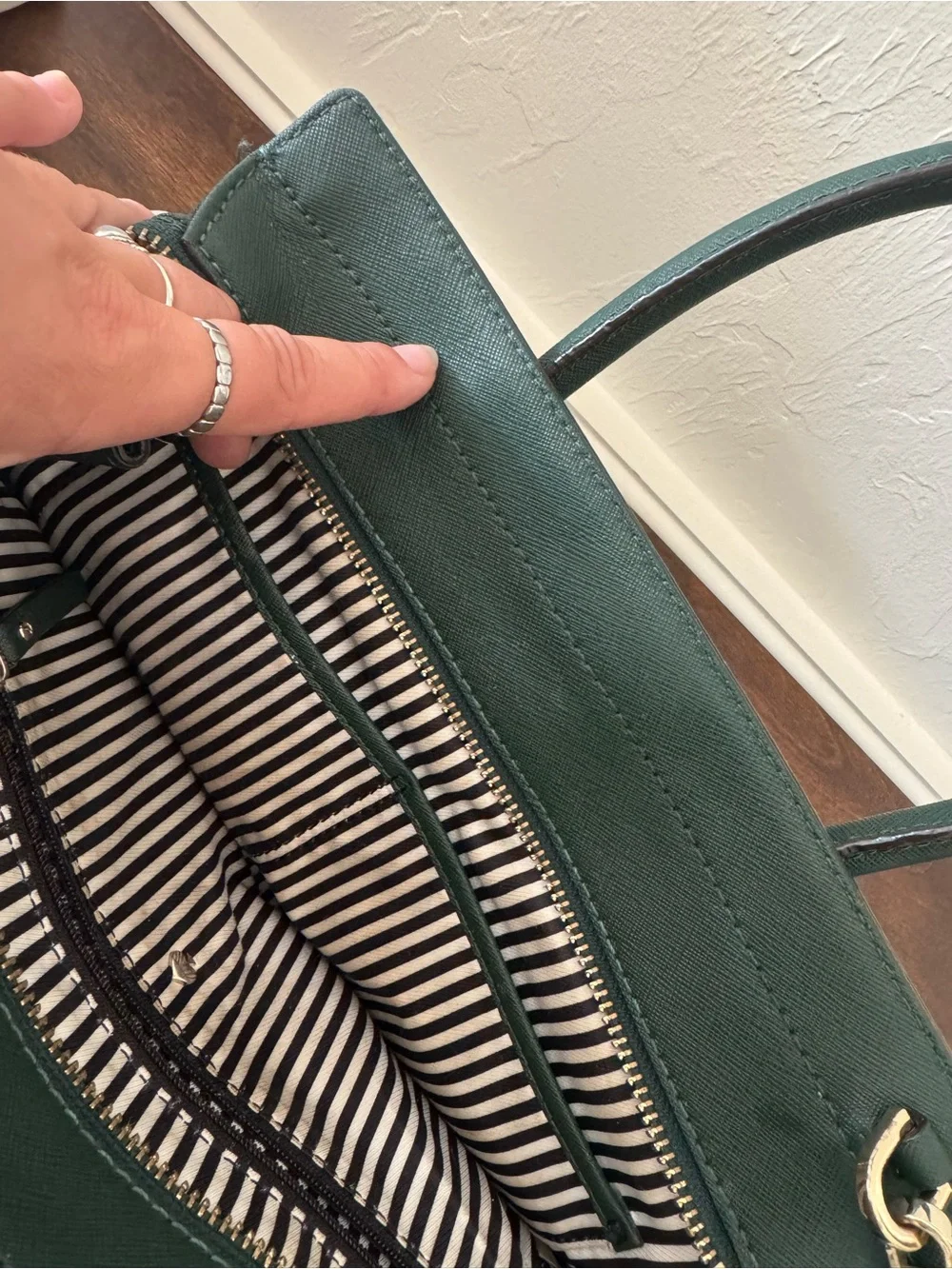 kate spade Hunter Green Leather Satchel with Removable Strap